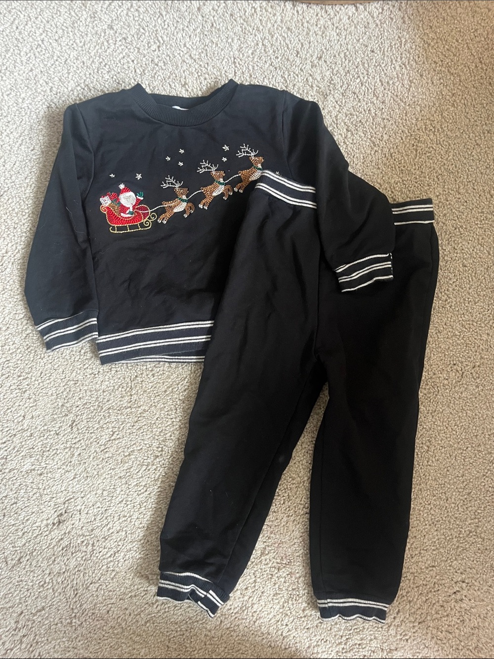 Kids Black Holiday Reindeer Pajama Set